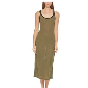 Dkny Women's Double Strap Midi Dress Swim Cover Up Swimsuit Green Small NWT $68